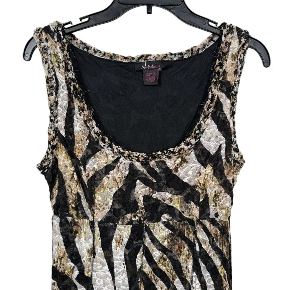 Vintage Alberto Makali Dress Medium Brown Zebra Leopard Nylon Blend Boho - Picture 4 of 8